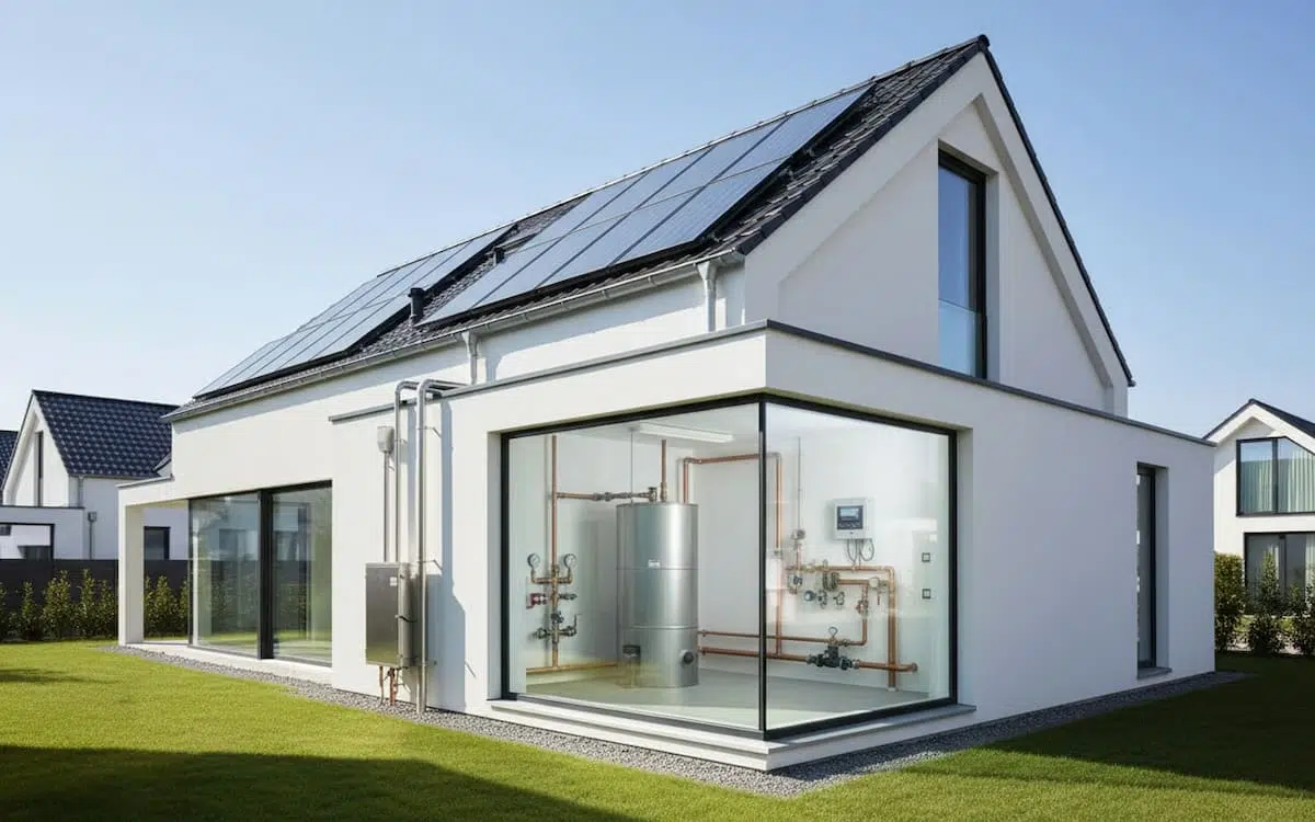 Instalatie completa de boiler solar cu colectori pe acoperis