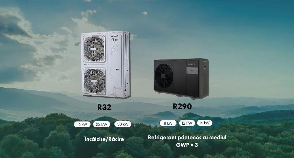 Pompe de căldură monobloc: Romstal EcoHeat R32 & R290.