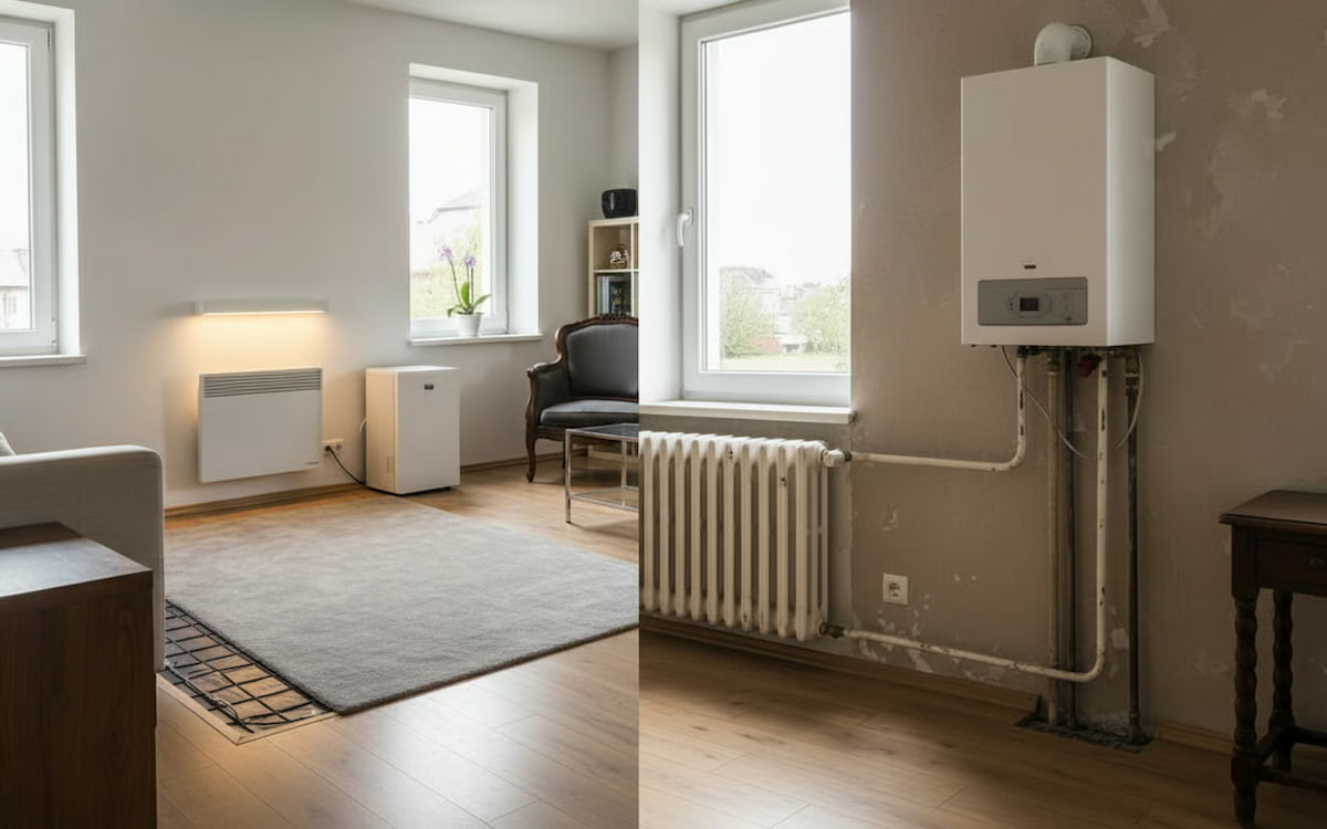 Comparatie vizuala intre sistemele moderne de incalzire electrica si cele traditionale pe gaz